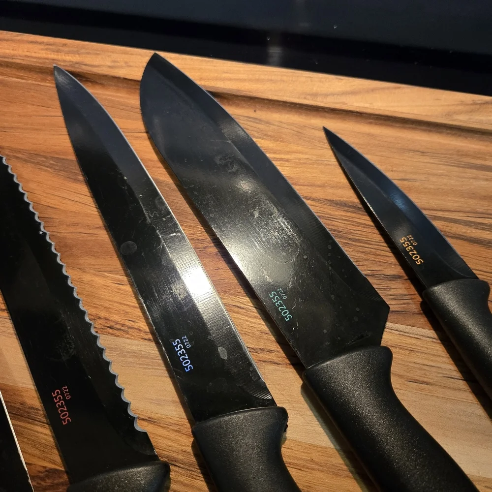 Cuisinart C55-7PCE Ceramic Coated Cutlery Set Color End Caps Kitchen Knives 6 PC